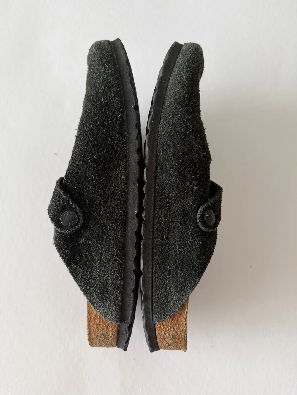 Birkenstock Olive Gray Suede Boston Clogs